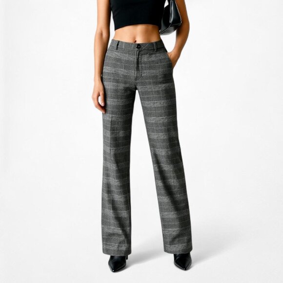 Vintage Y2K Calvin Klein Gray Checkered High Waisted Straight Leg Pants Size 2 - Picture 1 of 6